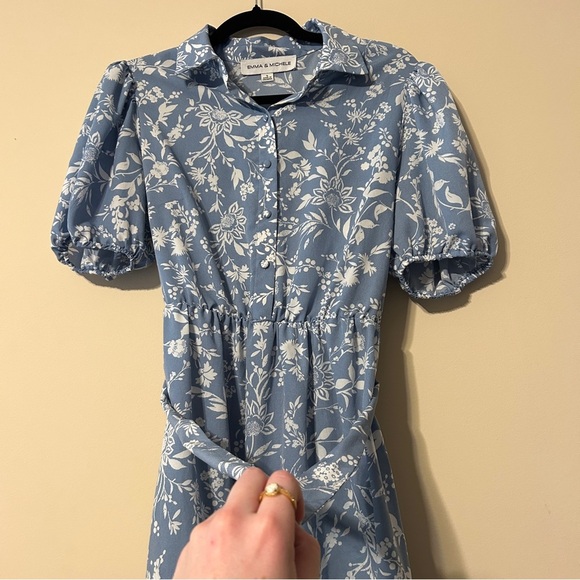 NEW [emma & michele] floral short sleeve button-up tie-front tiered dress - Picture 6 of 8